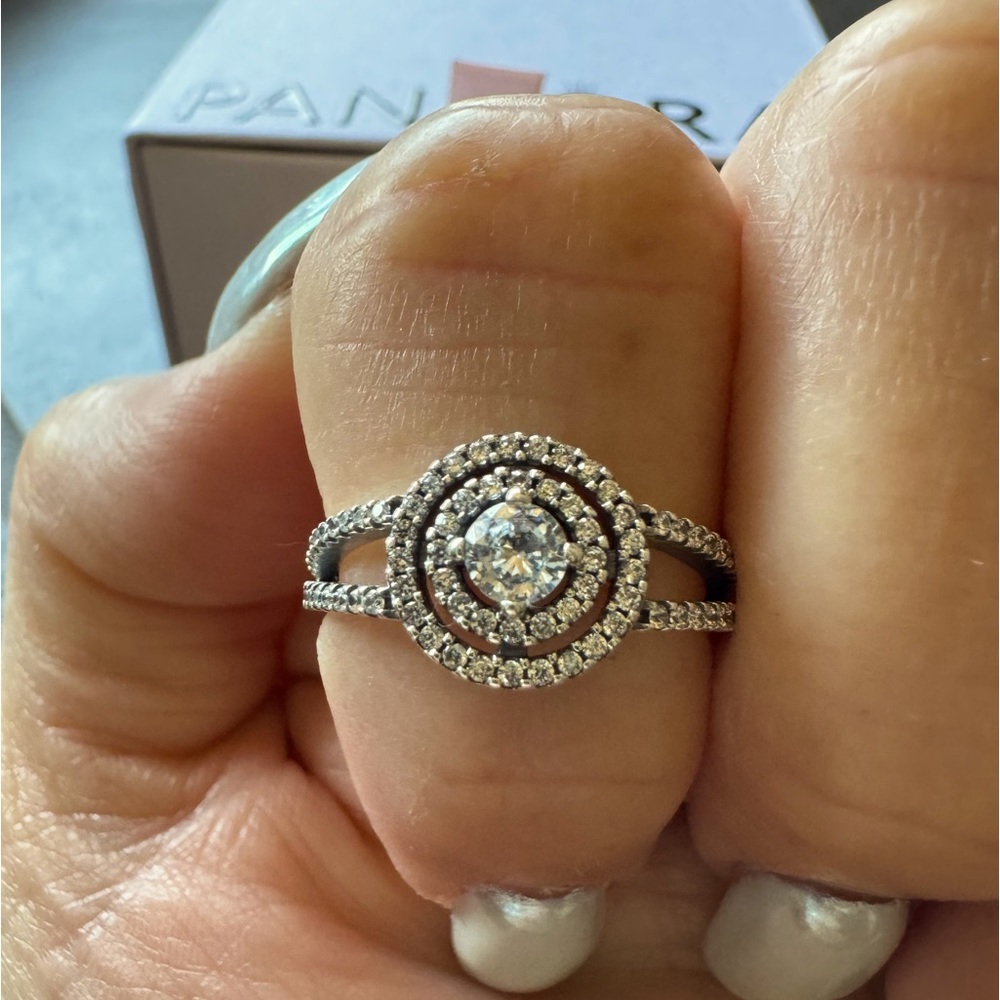 Pandora Silver Halo Double Band Ring with Clear Stones